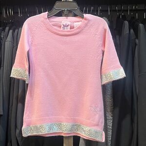 Girls Guess Pink Sweater with Silver Trim, Perfect with Leggings 2T Super Cute!